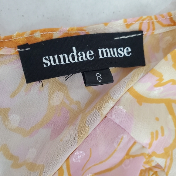 Sundae Muse Evelina Floral Ruffle Romantic Fairy Corset Feminine Blouson Sleeve - Picture 14 of 16